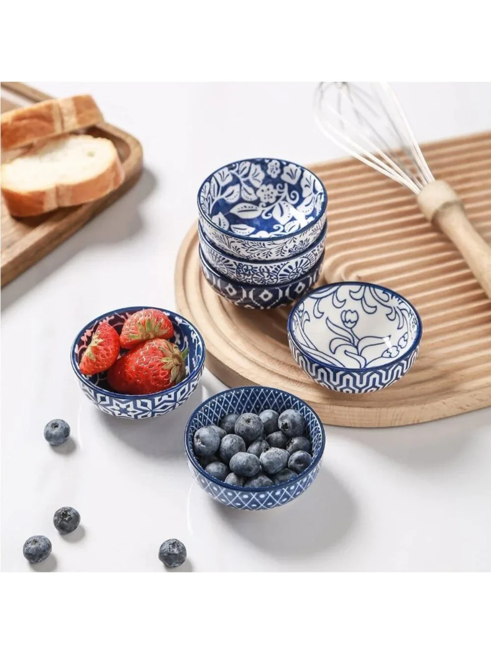 Set of 6 Vintage Mini Ceramic Dipping Bowls - 3 inch Soy Sauce & Appetizer Dish